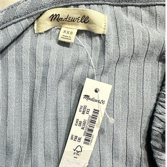 Madewell Light Gray Ribbed Long Sleeve Top - Picture 5 of 10